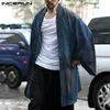 INCERUN Long Sleeve Open Stitch Blouse Men Vintage Plaid Cardigan Shirts Spring Man Leisure Pockets Kimono Tops Streetwear S-5XL 240314