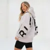 Sweat à capuche pour femme fille sweats décontracté lettres imprimer sweat femmes mode à manches longues en vrac Y2k Streetwear automne hiver dame pulls 8134