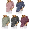 Women's Blouses Women Puff Half Sleeve Tunic Shirts Keyhole Back Dot Print Loose Fit Top N7YD