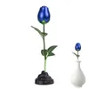Decorative Flowers Metal Rose Statue Realistic Free-Standing Flower Figure Collectible Decors For Valentine's Romance Bedroom