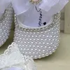 First Walkers Dolls Handmade with White Pearls Bling Rhinestone Childrens Crib Gown Wedding Glow Organza Baptism 0-3m Shoes 240315