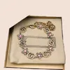 Luxury bracelet women rhinestone designer bracelet classical pink flowers charm chain designer jewelry plated silver bracelets ladies charm accessories zh174 E4