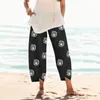 Pantalones de Mujer Boho Vintage recortado Primavera Verano Harem sueltos pantalones con estampado de diente de león Aloha playa vacaciones Ropa Mujer