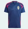 Suède 2024 Maillot de football de la Coupe d'Europe à domicile IBRAHIMOVIC 2025 Équipe nationale suédoise 24 25 Kit de chemise de football Ensemble Uniforme pour hommes bleu marine LARSSON FORSBERG