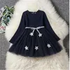 Vestidos casuais flor vestido de princesa para meninas inverno manga longa festa tutu traje de natal crianças crianças 2-7 anos roupas