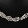 Necklace Earrings Set Earring Twisted Shiny Rhinestone Decor Hanging Romantic Luxury Stainless Bride Wedding Jewelry Prom Par