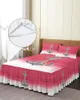 Jupe de lit océan ancre progressive, couvre-lit élastique rouge Rose avec taies d'oreiller, housse de matelas, ensemble de literie, drap