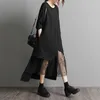 Casual Dresses Japanese Yamamoto Dark Black Style Patchwork Mesh Irregular Chic Vintage Autumn Dress Street Fashion Women Spring