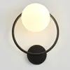 Lâmpada de parede Nordic LED ao lado do quarto interior moderno bola de vidro luminárias wandlamp iluminação banheiro espelho luzes da escada