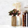 Vases Vase en verre ornement décoratif navire de fleur rétro pot de fleurs mettre en œuvre ornement de bureau paille herbe tissé Pots pour plantes