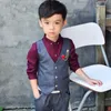 Traje de casamento para meninos calças de colete de coletores 2 peças Terno formal Red Grey Boys Primavera Summer Inglaterra estilo infantil Ternos de blazer 240328