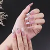 Tomada de fábrica Unhas de caixão super longas Menina Ballet Unhas falsas acabadas Nail Art Ano Novo Unhas falsas 1 conjunto / 24 dicas Tudo para manicure Pontas de unhas de gel caras