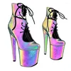 Dance Shoes LAIJIANJINXIA 20CM/8Inch Holographic Upper Women's Platform Party High Heels Modern Ankle Boots Pole 669