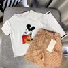 Trendy brand new Korean version of cartoon printed short sleeved shorts for boys and girls two-piece set for fashionable middle-aged and elderly children