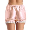 Kvinnors trosor kvinnor satin spets hem shorts underkläder frilly knickers dans pumpa blommare boxare söt lolita underkläder botten