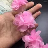 헤어 액세서리 100pcs/lot 6.5cm 9-Petals Chiffon Flower Trim for Girls 아기 머리띠 꽃 옷 장난감 재봉 장식