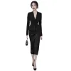 ドレス2022女性春秋の新しいOLスーツ女性長袖ブレザージャケット +ミディスリムパッケージヒップスカートレディース2ピースセットJ56