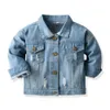 top and Autumn Winter Kids Casual Denim Jackets Boys Ripped Holes Coat Children Jeans Clothing Outerwear Costume 240301