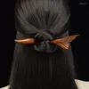Hair Clips Golden Silk Sandalwood Fish Tail Hairpin Vintage Fishtail Retro Chopstick Hanfu Accessories Headwear Jewelry