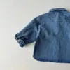 16Y Kids Boys Spring Denim koszule Toddler Solidny kolor Niebieski swobodny kieszonkowy kowbojski kowboj