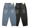 Retro Casual Men Vêtements Black Baggy Jeans Y2K Hip Hop Harajuku Modèle de broderie pantalon large de jambe