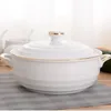 Ciotole Pentola per zuppa in ceramica Nordic Phnom Penh Rotonda bianca 1.4L Ciotola grande con coperchio Utensili da cucina Forniture da cucina per la casa Stoviglie