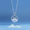 Ожерелья с подвесками из глазурованного камня, ожерелье с изображением кита, титановая сталь, 2024, простая цепочка-воротник, серия Blue Ocean, подарок на год