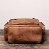 Plecak wysoka duża pojemność A4 Brown kawa Vintage Top Grain Oryginalna skóra 14 '' Laptop Women Men Men Cowhide Torbowa torba M1420