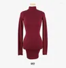 Casual Dresses Womengaga Korea 2024 Autumn/Winter Style Slim Half High Neck Longeepes Hip Sexy Korean Women 8fcl