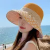 Wide Brim Hats Ladies' Spring Lace Fisherman Hat Small Face Effect Breathable Sunscreen Uv Protective Detachable Foldable Outdoor Large
