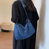 Sacs à bandoulière Vintage en Denim pour femmes, sacoche de couleur unie, grande capacité, sangle réglable, rétro