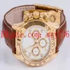 Orologio casual da uomo di lusso 16518 40mm oro giallo 18 carati quadrante bianco arabo cinturino in pelle senza cronografo movimento Asia 2813 Automa227g