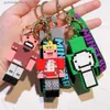 Keychains Lanyards Classic Game Minecraft Figure Model Toys KeyChain My World Cartoon Doll Sile Pendant Keyring Car Ryggsäck Nyckelhållare Gåvor Y240316