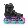 3 Wheel LED Flash Inline Skates Shoes with 3X110mm White Blue Green Red Pink Light Color Shine Roller Skate Street Patines 110mm 240315