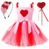 Vestidos da menina meninas valentine princesa vestido doce amor coração tutu vestidos para crianças traje dos namorados para festa de casamento de aniversário 240315