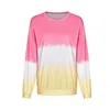 Bluzy damskie miękki crewneck bluza luźna domowy biuro prezent barwnik dla kobiet kolorowy blokada długie rękaw wygodne moda jesienna zima