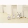 New Fashion Classic 14k Gold Wedding Necklace CZ Jewelry Set for Women Female Necklaces Earrings Set