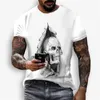 Mannen Casual Shirts Nieuwe 2023 Hot Casual Top Heren Outdoor Korte Sle 3D Digitale Gedrukt Schedel Ontwerp T-shirtC24315