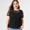 Tanques 2021 verão feminino manga curta rendas topo e blusa moda senhoras roupas casuais plus size das mulheres oco topos