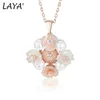 Laya 925 Sterling Silver Fashion Natural Shell Flower High Quality Zircon Freshwater Pearl Necklace For Women Wedding Jewelry 240306