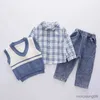 Clothing Sets Baby Girls Cotton Clothes Spring Autumn Children Shirt Sweater Vest Plaid Shirt Pants 3Pcs/Set Infant Outfit Kid Fashion Toddler