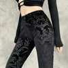 Pantalon gothique en dentelle noire pour femmes, évasé, en maille, Sexy, esthétique, transparent, Long, Vintage, Streetwear, été, 2024, Y2K