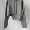 Sweats à capuche pour femmes de haute qualité coton sweat à capuche mode irrégulière décontracté lâche recadrée gris pull piste concepteur automne haut pour femme