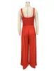 Chic and Sophisticated Women's Fashionable Solid Color Wide Leg Jumpsuit with Spaghetti Straps Medium Thickness Worsted Fabric