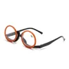 Occhiali da sole Donna Occhiali da lettura retrò Occhiali moda Artistico Cornice rotonda Trucco pieghevole Presbiopia da 1,0 a 3,5 Oculos