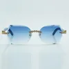 Fashion-cut lens klassiek boeket diamanten zonnebril 8300817 met natuurlijk blauw hout armgrootte 18-135 mm