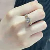 Tifaniym Classic New S925 Pure Silver T Colored White Diamond Ring Electropated Thick Gold Advanced Precision Inlay K6O4