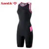 Traje de banho feminino Santic Womens Ciclismo Triathlon Suit Tri-Suit com acolchoado maiô sem mangas de uma peça de secagem rápida com zíper traseiro tamanho asiático C24315