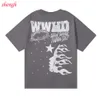 Shengh Hellstar Sweatshirt Tshirt Gömlekler Mens Tasarımcı T Shirt Pamuk Mürettebat Boyun Siyah Kısa Kollu Kısa Kollu Graphictee Gevşek Takım UNISEX STREACHEAR