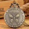 Steampunk Butterfly Design Mens Womens Quartz Adalog Pocket Watch Number Abor Top Gift Hightant Clock for Kids Necklace Chai2679